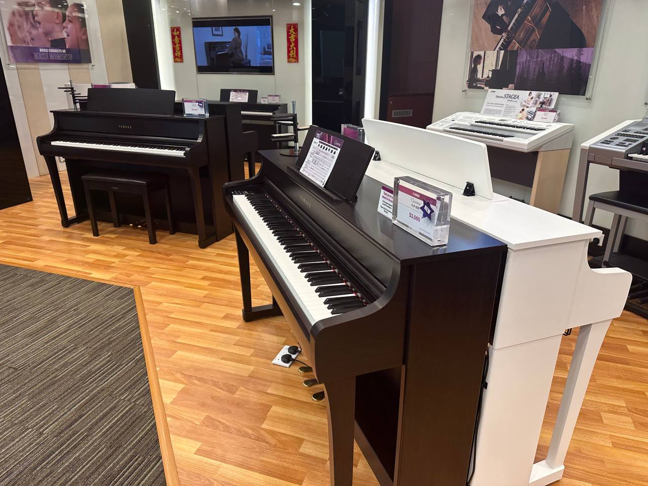 Yamaha Clavinova Displays in Yamaha Plaza Singapura Showroom